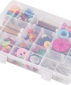 Exptolii 18 Grids Plastic Organizer Box with Dividers. Clear Compartment Container Storage for Beads Crafts Jewelry Fishing Tackles. Size 7.9 x 6.2 x 1.2 in