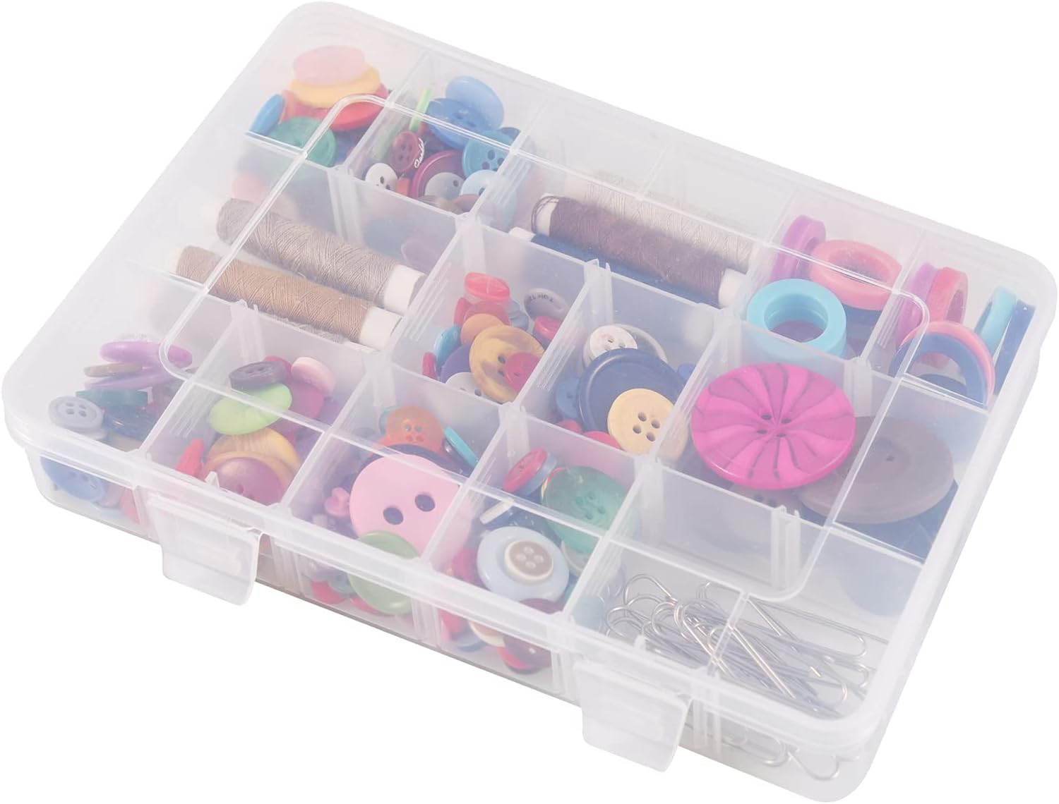 Exptolii 18 Grids Plastic Organizer Box with Dividers. Clear Compartment Container Storage for Beads Crafts Jewelry Fishing Tackles. Size 7.9 x 6.2 x 1.2 in