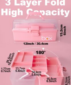 Alternative view of TERGOO 12in 3-Layer Plastic Craft Organizers and Storage. Portable Folding Tackle Box with Handle & Adjustable Dividers. Multipurpose Case for Sewing. Art Supplies. Medicine. Tools (Pink)