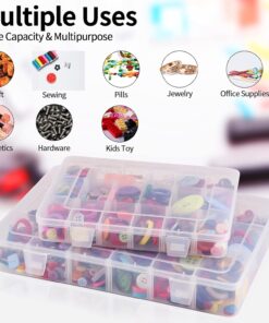 Alternative view of Exptolii 18 Grids Plastic Organizer Box with Dividers. Clear Compartment Container Storage for Beads Crafts Jewelry Fishing Tackles. Size 7.9 x 6.2 x 1.2 in