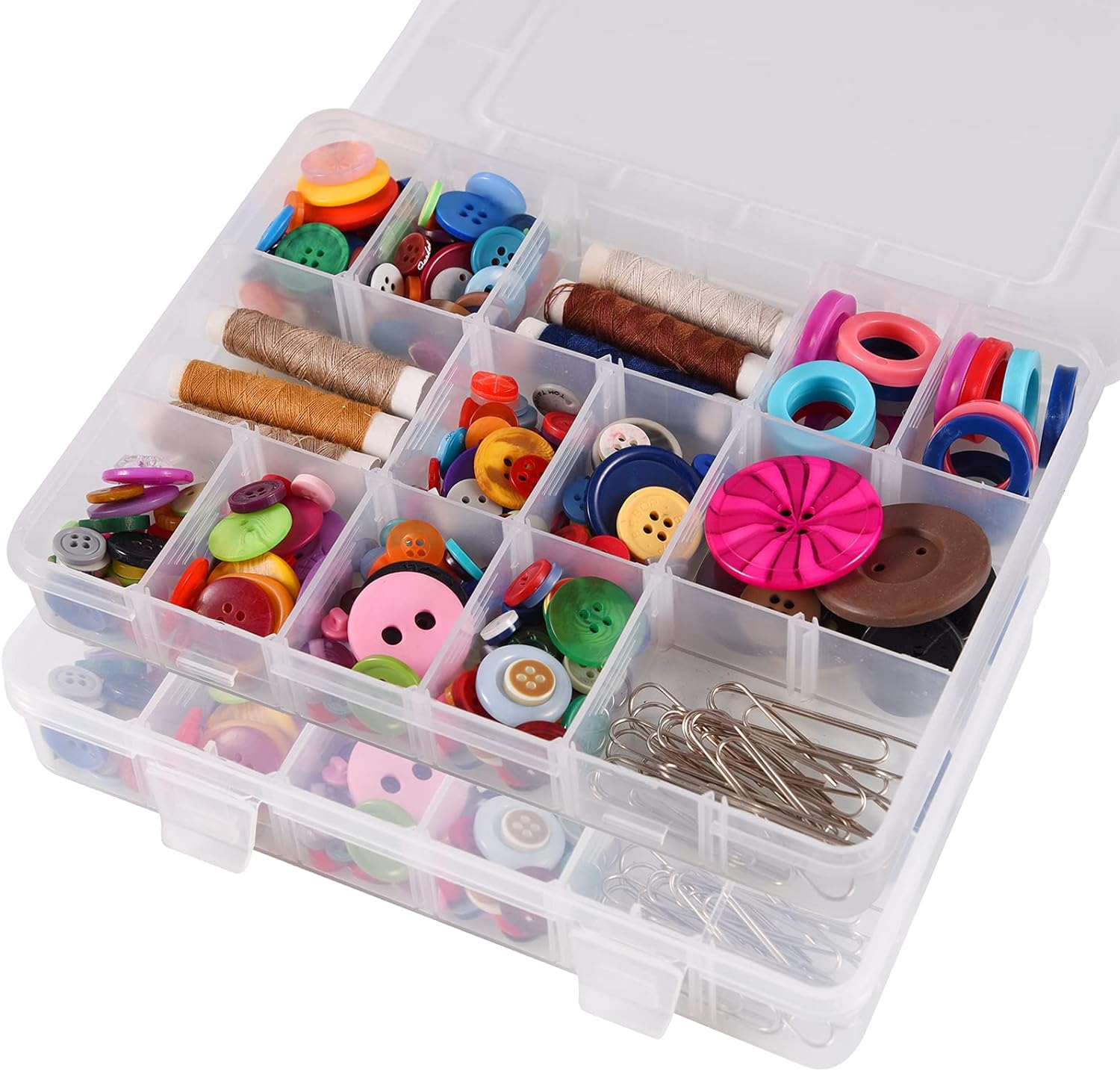 Exptolii 18 Grids Plastic Organizer Box with Dividers. Clear Compartment Container Storage for Beads Crafts Jewelry Fishing Tackles. Size 7.9 x 6.2 x 1.2 in - Image 5