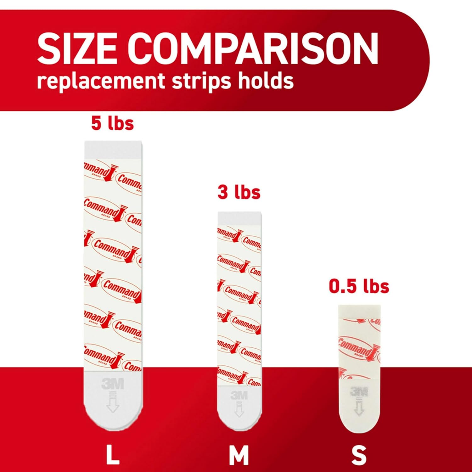 Command Indoor Large Replacement Strips. 20 Strips. Damage-Free Wall Hanging. Re-Hang Large Hooks for Home and Wall Decor. Holds up to 5 lb. White Adhesive - Image 5