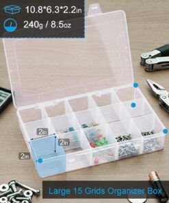 Alternative view of Hlotmeky Plastic Organizer Box with Dividers Bead Organizer 15 Large Grids Tackle box Organizer Clear Snackle Box Container